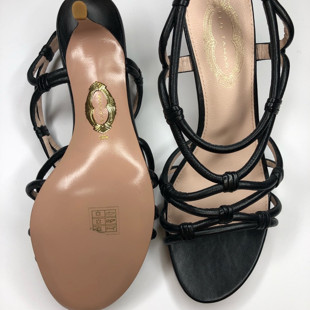 NWT Elie Tahari Strappy Black Kitten Heel Sandal - Picture 2 of 5
